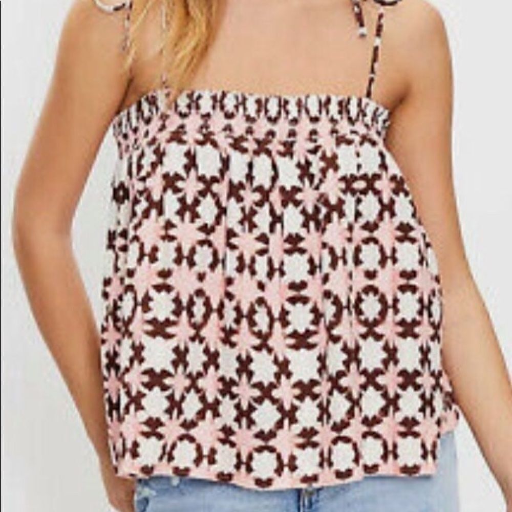 LOFT Ikat print Bow Strap Boho Cami Top NWT XS Petite
